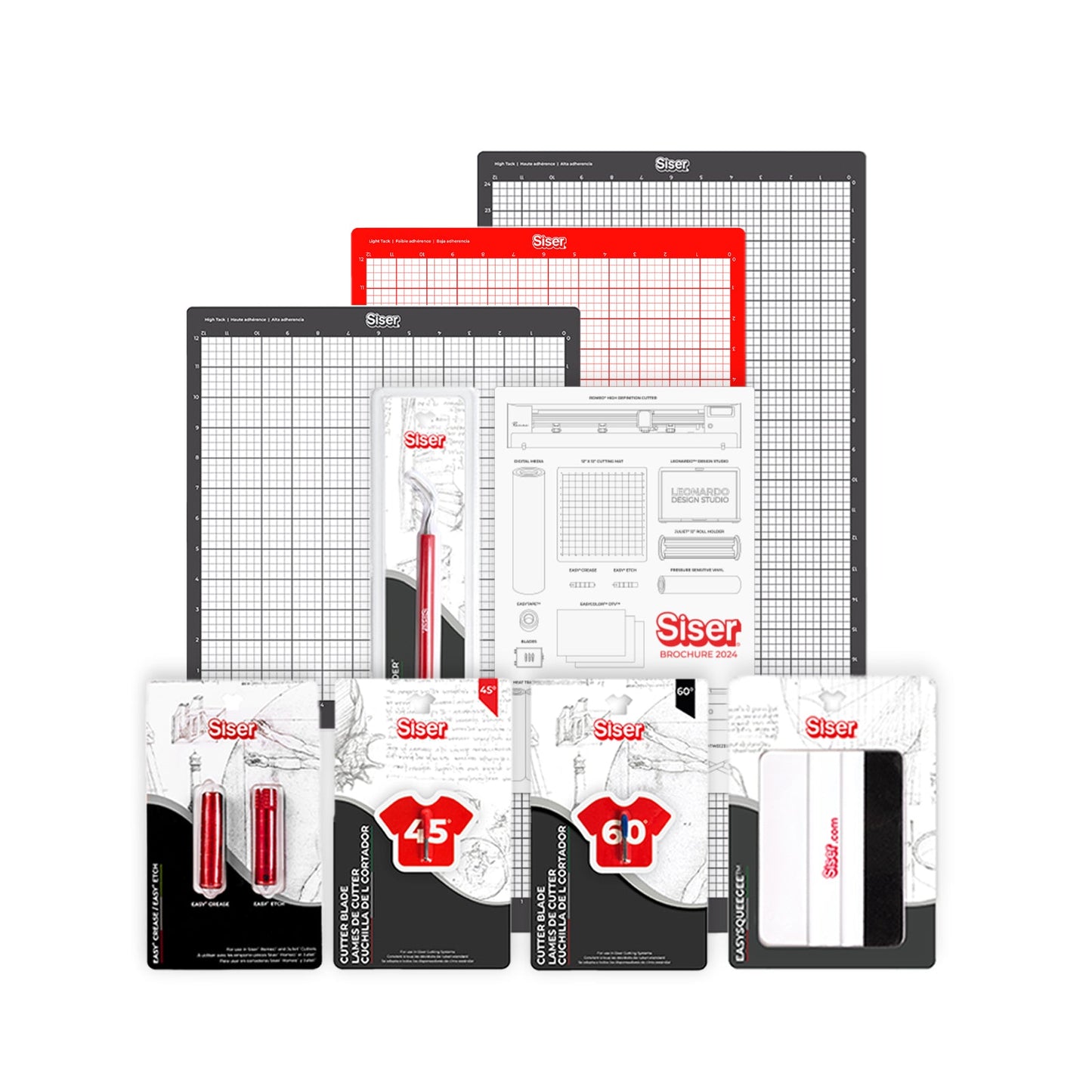 Vinyl cutter accessories including blades, cutting mats, and tools